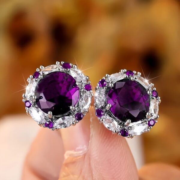 Wholesale Colored circular diamond studded earrings