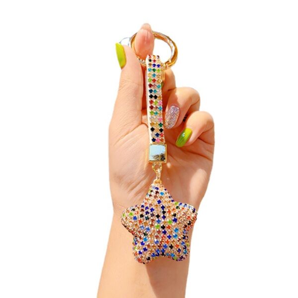 Wholesale Cute cartoon full diamond pentagram keychain