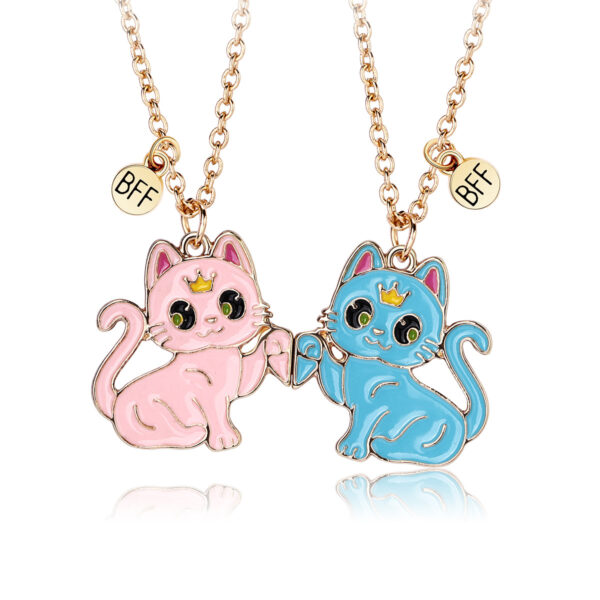 Wholesale children's magnetic necklace BFF alloy jewelry cartoon girl pendant