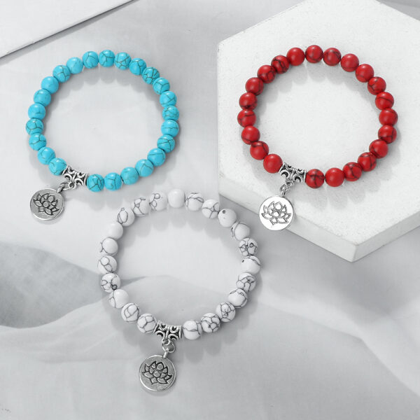 O1CN01GJ0k1Y1xzT2ohQuzA_2206541996514-0-cib Wholesale 8mm Round Beads Beaded Elastic with Three-Way Alloy Lotus Pendant Buddhist Beads Bracelet