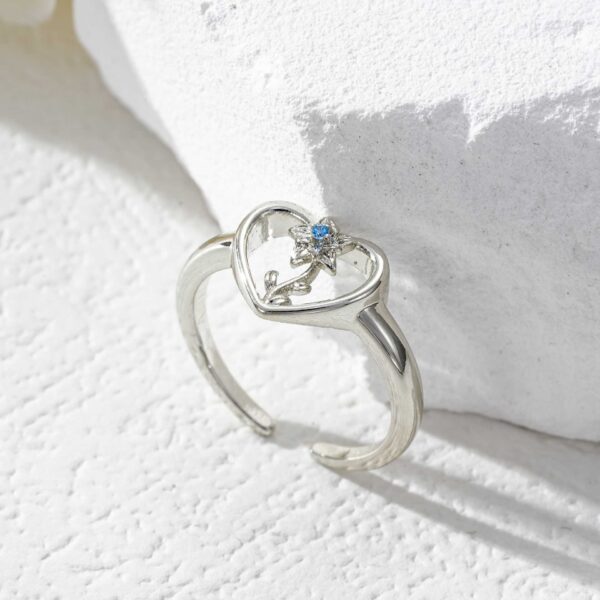 Wholesale Zircon Heart Flower Hand Jewelry Open 12-Month Flower Ring