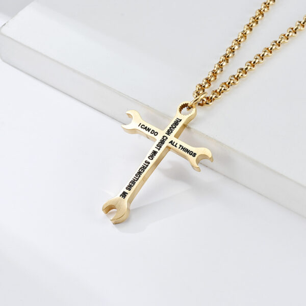 O1CN01GKBx1r1xvng6oHZ1B_2208907706506-0-cib Wholesale Titanium steel smooth wrench cross pendant necklace