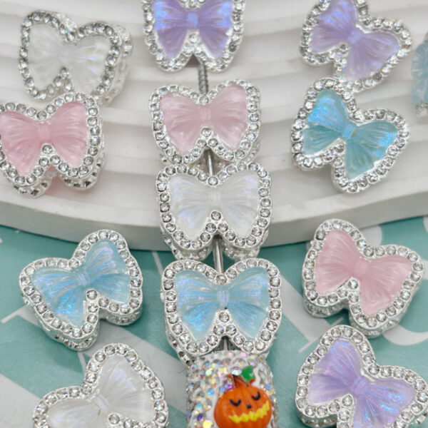 O1CN01GKlyUI1QqPuoxuC4Z_2215566152027-0-cib Wholesale Double sided full diamond colored bow beads