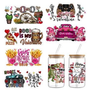 Wholesale Transfer paste crystal label factory direct Valentine's Day color red theme 16oz cup paste pen paste