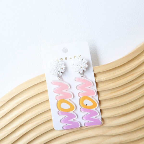 Wholesale Mother's Day Beads Acrylic MOM Letter Printing Earrings Exaggerated Personality Earrings