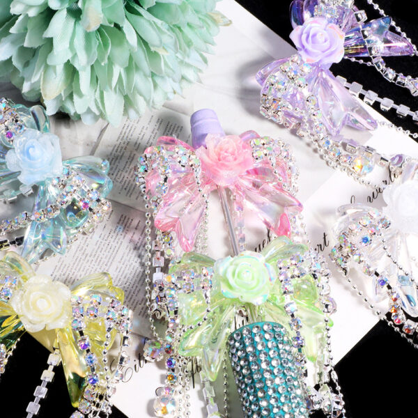 Wholesale 3pcs Colorful tassel bow acrylic straight hole beads