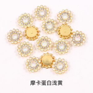 Mocha light yellow protein / 14mm three-layer sunflower (glass diamond)