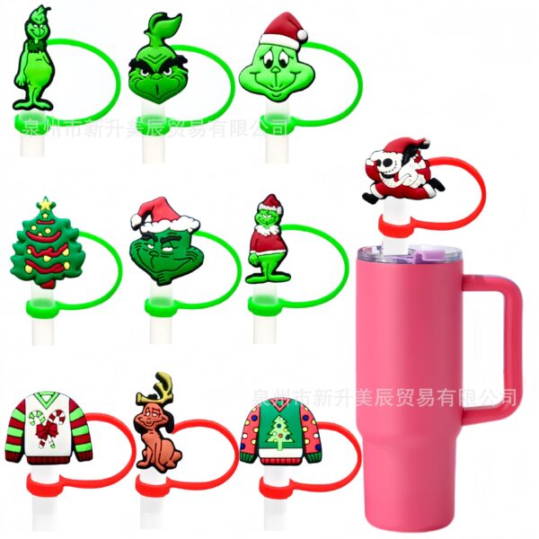 Wholesale Christmas straw cap straw sle silicone Straw Tube Cap