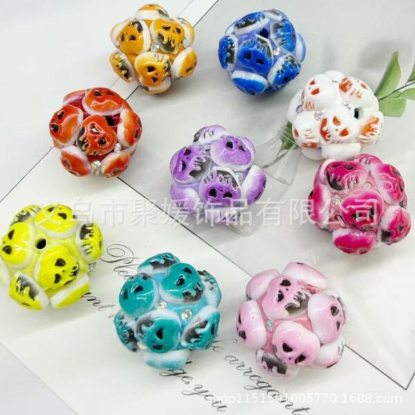 Wholesale Halloween Ghost Head Wearable Straight Hole 3D Focal Beads