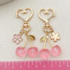 Wholesale Resin Pink Cherry Keychain Pendant
