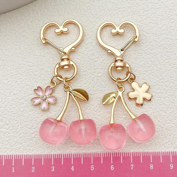 Wholesale Resin Pink Cherry Keychain Pendant