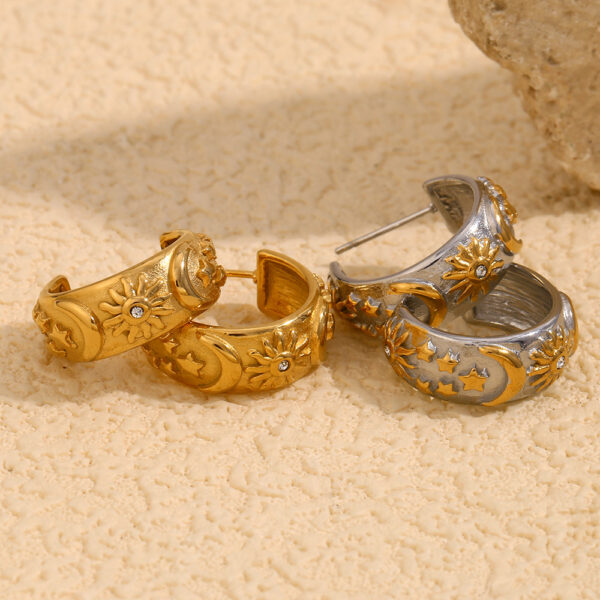 Wholesale Golden stars, moon, sun, stainless steel rings