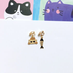 Kitten fish bones, ear clip a pair
