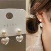 Wholesale White heart-shaped pearl earrings
