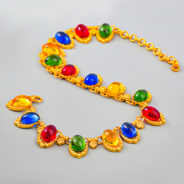 Wholesale Retro exaggerated colorful oval Bohemian necklace
