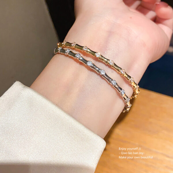 Wholesale Inlaid Zircon Bamboo Knot Opening Bracelet