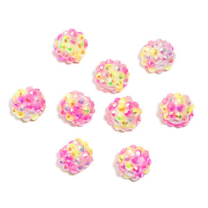 Pink and yellow resin beads / 12mm
