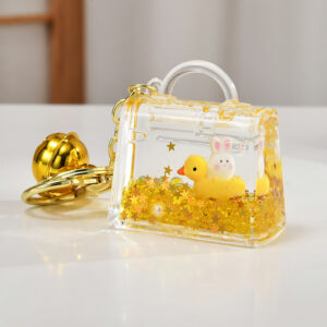 Small bag / Light gold chain + bathing duck rabbit + bell