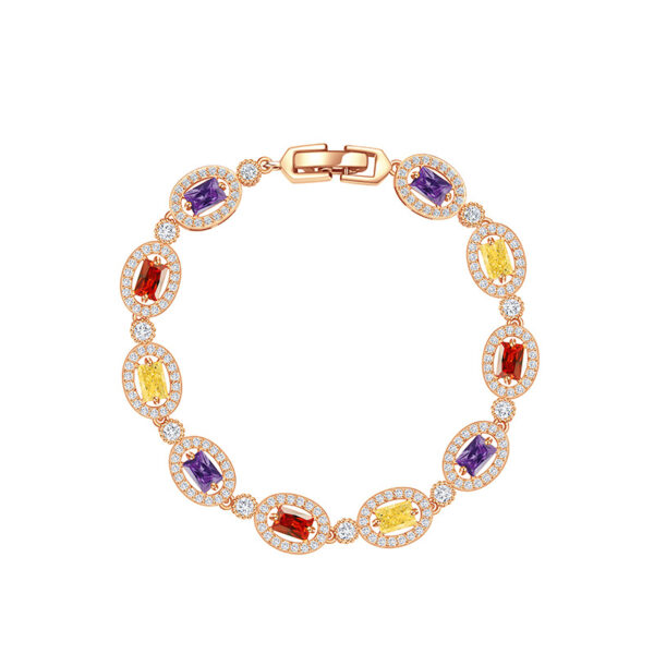 Wholesale Colored oval zircon diamond encrusted bracelet