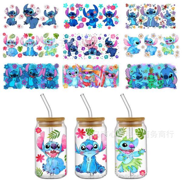 Wholesale Popular Stitch Uv Dtf Transfer Crystal Transparent Sticker Waterproof and Scratch-Resistant Cartoon Cute Decoration Wholesale Cross-Border