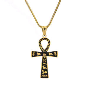 Ankara cross gold necklace