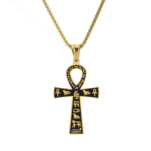 Wholesale Vintage symbol cross pendant titanium steel necklace