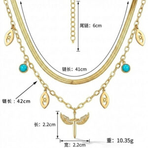 Double-chain cross necklace gold