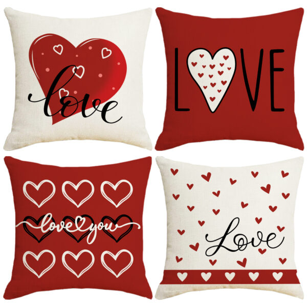 Wholesale Red Heart Print Pillowcase Valentine's Day Set Pillowcase