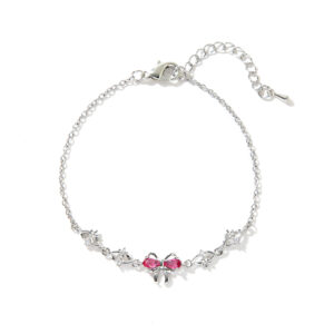 Red zircon butterfly bracelet-silver
