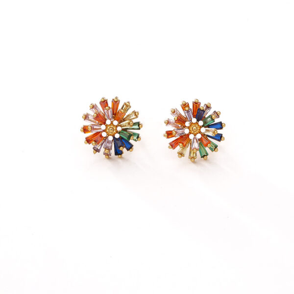 Wholesale Colorful Firework Stud Earrings Small Daisy Zircon Necklace and Earrings