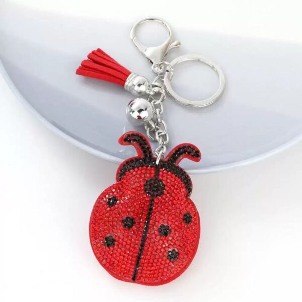 Wholesale Creative cartoon velvet rhinestone carapace ladybug Cute Keychain