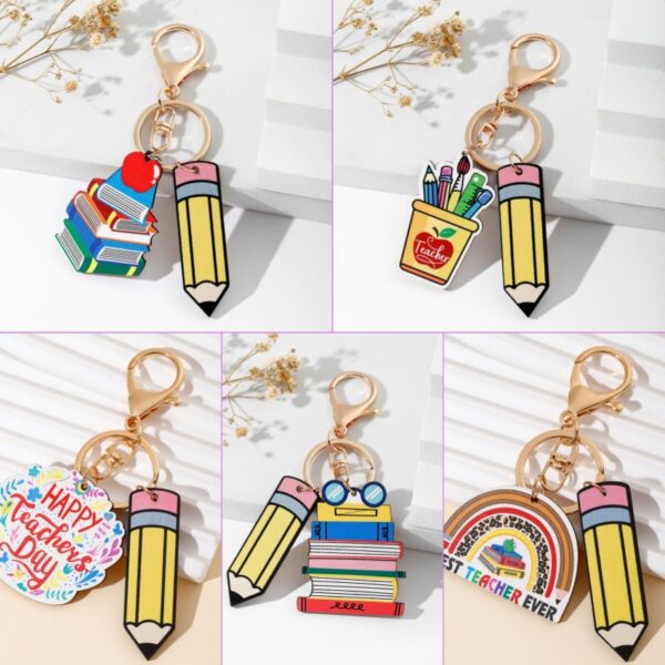 O1CN01GY0WXv1bFjn4zEaIW_2857743436-0-cib Wholesale Teacher's Day Rainbow Pencil Wooden Label Tassel Keychain