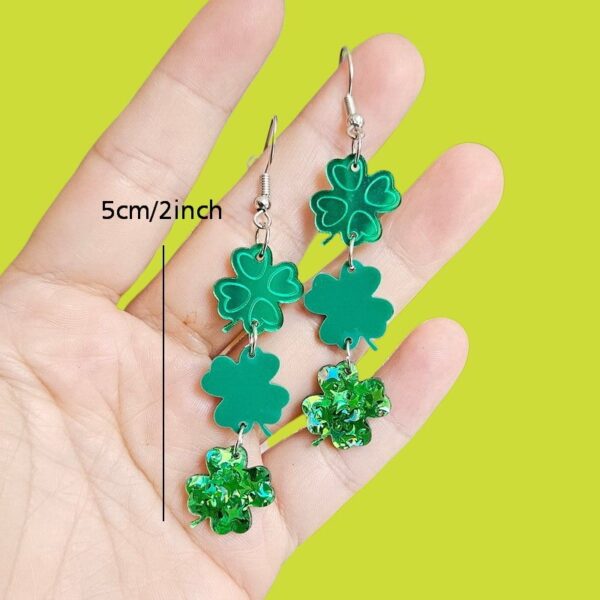 Wholesale green four-leaf clover lucky grass dinosaur teeth hat boots beer earrings