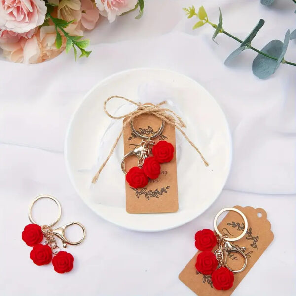 Wholesale 10 Elegant Rose Flower Set Zinc Alloy Keychain Valentine's Day