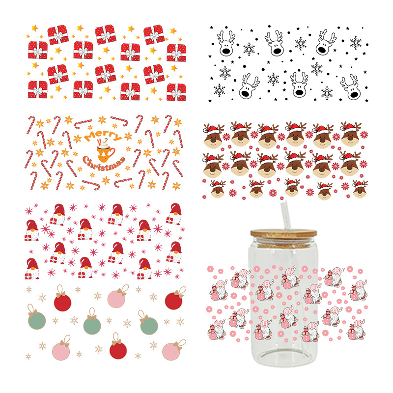 Wholesale New Christmas uv dtf c sticker crystal logo pattern 23 cmX11cm in stock