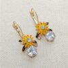 Wholesale Vintage Enamel Inlaid with Floral Earrings Diamonds