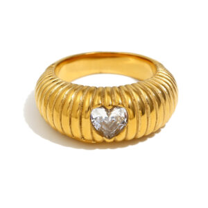 Long bread love zircon ring-gold / No. 7