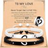 Wholesale Heart shaped black steel stainless steel curved woven adjustable bracelet