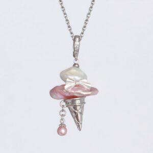 Wholesale Pearl ice cream cone bow pearl cute necklace