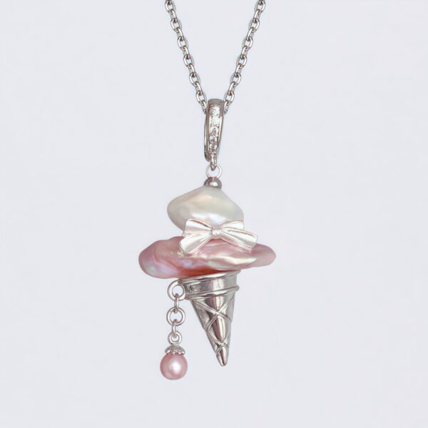 Wholesale Pearl ice cream cone bow pearl cute necklace