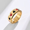 Wholesale Plum Blossoms Square Poker Titanium Steel Ring