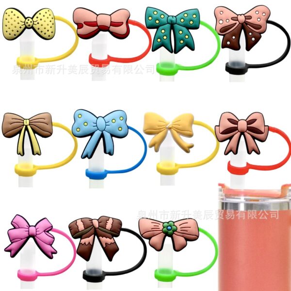 Wholesale Bow Straw Cap Silicone Straw Tube Cap