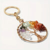 Wholesale Natural Crystal Stone Tree of Life Colorful Keychain