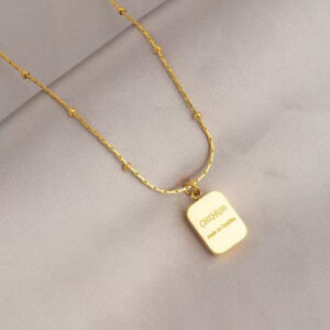 Gold square letter necklace