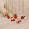 Wholesale Cute Cherry Strawberry Pendant Necklace Clavicle Chain Stainless Steel Necklace
