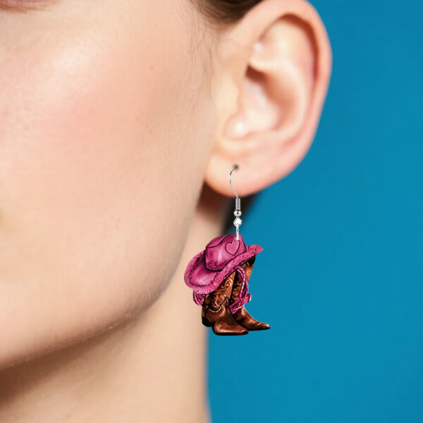 Wholesale Western style leopard print turquoise flower denim hat acrylic earrings