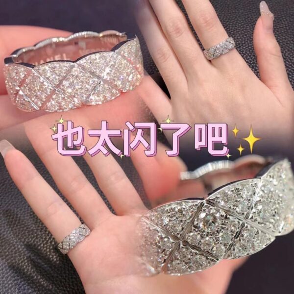 Wholesale Lingge pattern layered with micro inlaid diamonds rings