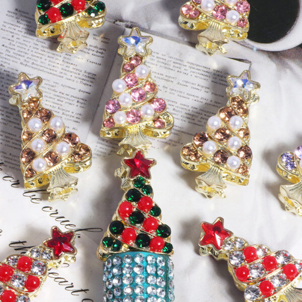 Wholesale Alloy Colorful 3D Christmas Tree - Gorgeous with Straight-Hole Beads for DIY Phone Chains, Keychains, and Bag Chains