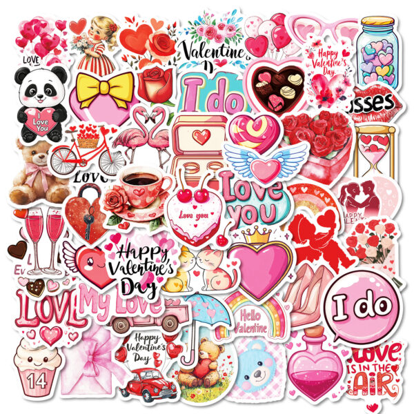 Wholesale 50pcs Valentine's Day Cute Cartoon Graffiti Waterproof Stickers