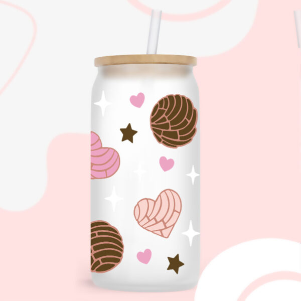 Wholesale Pink Cartoon Heart Sweet Donut 16oz Cup UV DTF Wraps